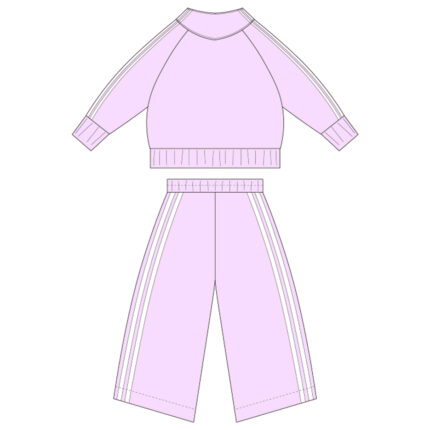 Children's Ribbed Long Sleeve Zipper Sweatshirt Wide-Leg Pants Suit