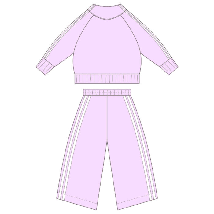 Children's Ribbed Long Sleeve Zipper Sweatshirt Wide-Leg Pants Suit