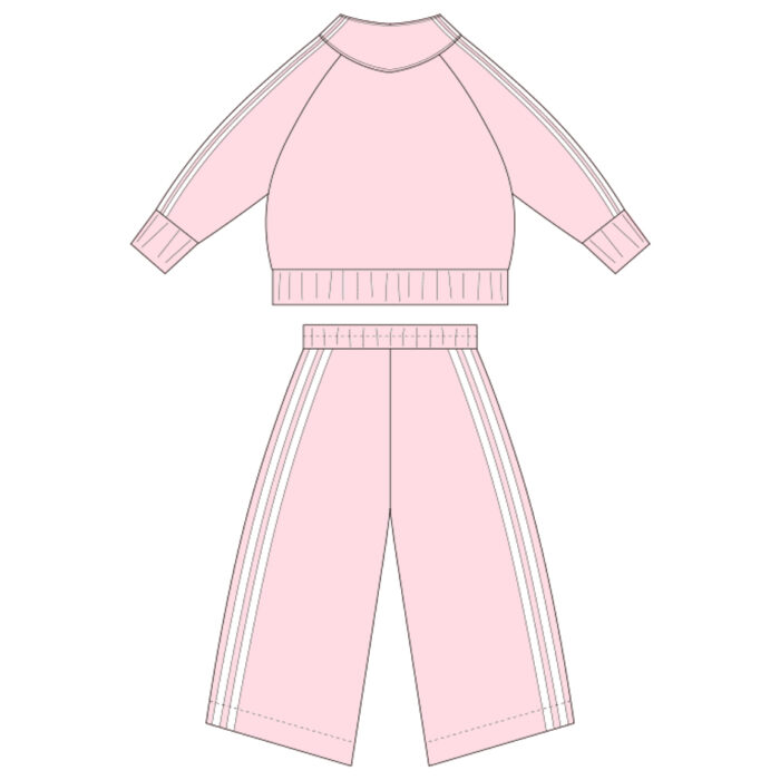 Children's Ribbed Long Sleeve Zipper Sweatshirt Wide-Leg Pants Suit