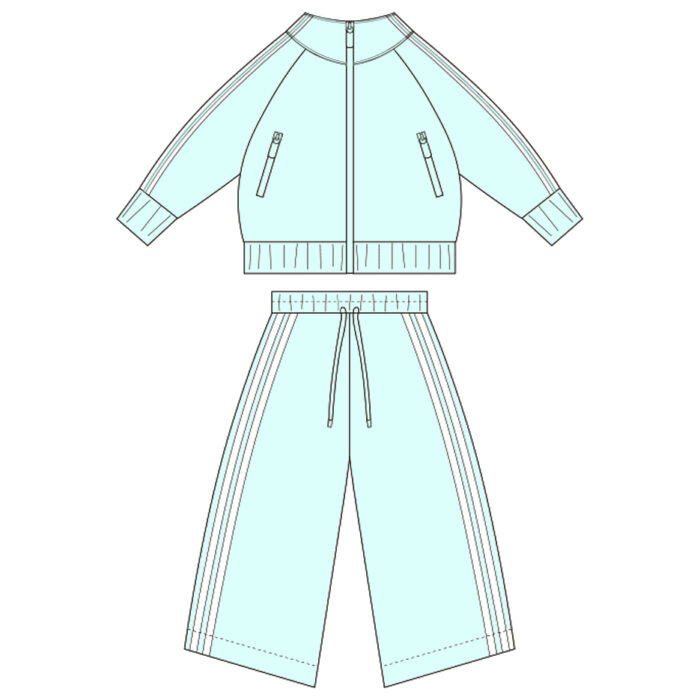 Children's Ribbed Long Sleeve Zipper Sweatshirt Wide-Leg Pants Suit