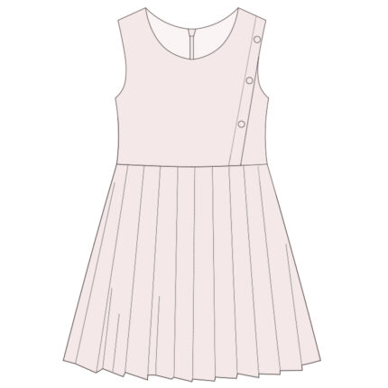 Girls Sleeveless O-Neck Uniform Pleated Dress
