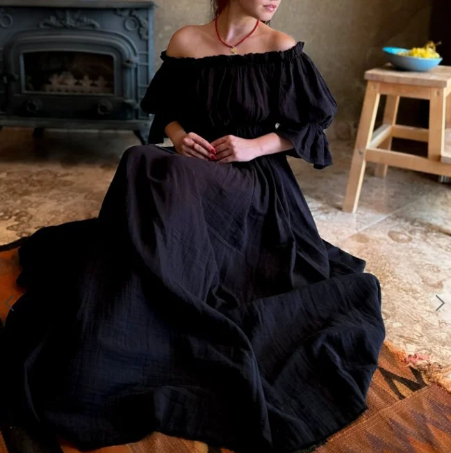 Renaissance Cotton Ruffle Women Dress