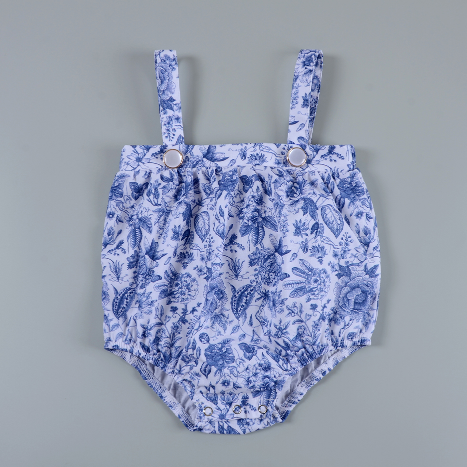 B2B Custom Floral Baby Suspender Romper