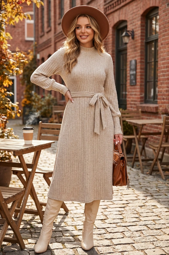 Custom Women’s Ribbed Knit Midi Dress
