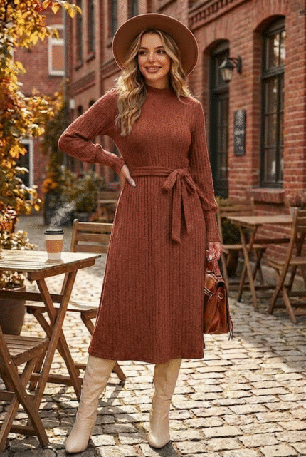 Custom Women’s Ribbed Knit Midi Dress
