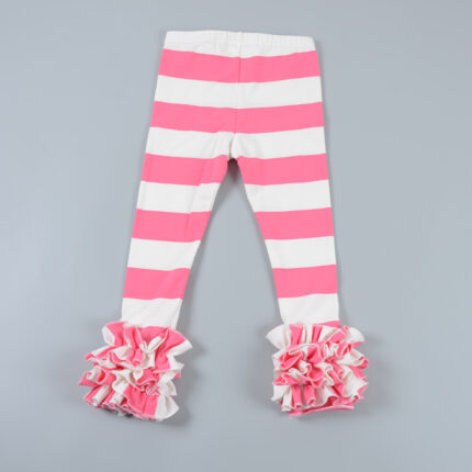 Custom Wholesale Boutique Girls Stripe Icing Ruffle Leggings