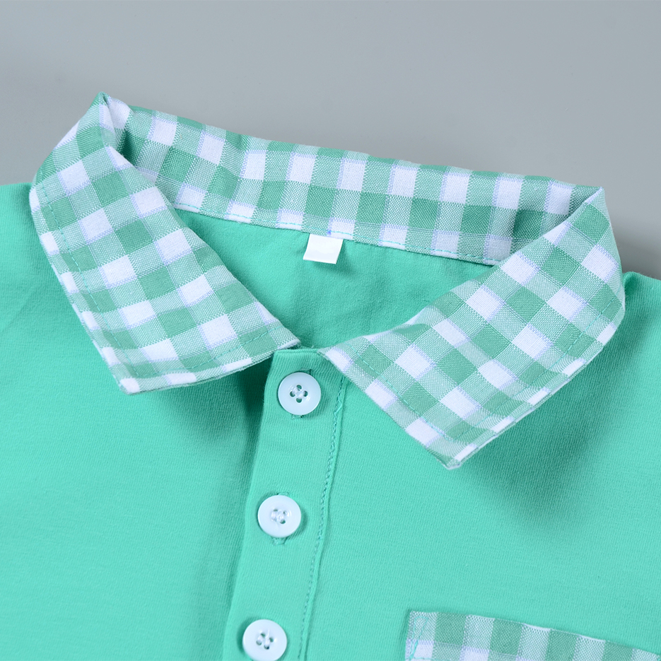 Custom OEM Boys Gingham Preppy Easter Polo Set Outfit Custom OEM Boys Gingham Preppy Easter Polo Set Outfit