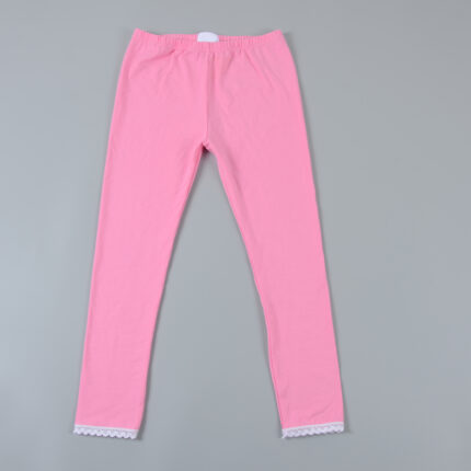 Manufacturer Custom Delicate Lace Trim Girls’ Soft Cotton Leggings