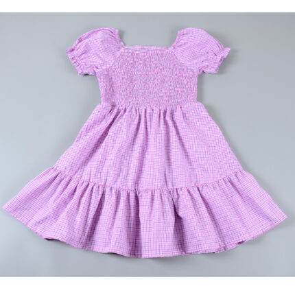 Custom OEM Puff Sleeve Summer Cotton Girls Smocked Dress