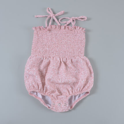Custom Baby Girl Smocked Tie-Shoulder Bubble Romper