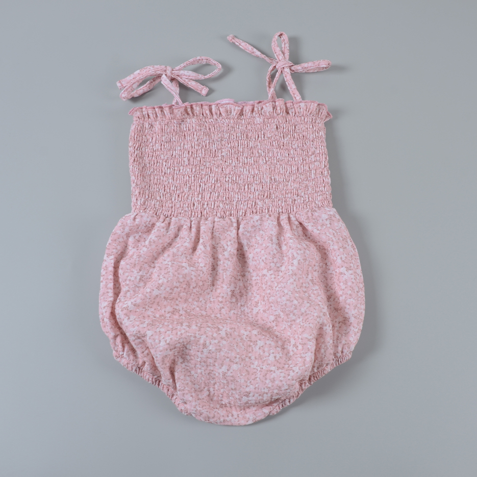 Custom Baby Girl Smocked Tie-Shoulder Bubble Romper
